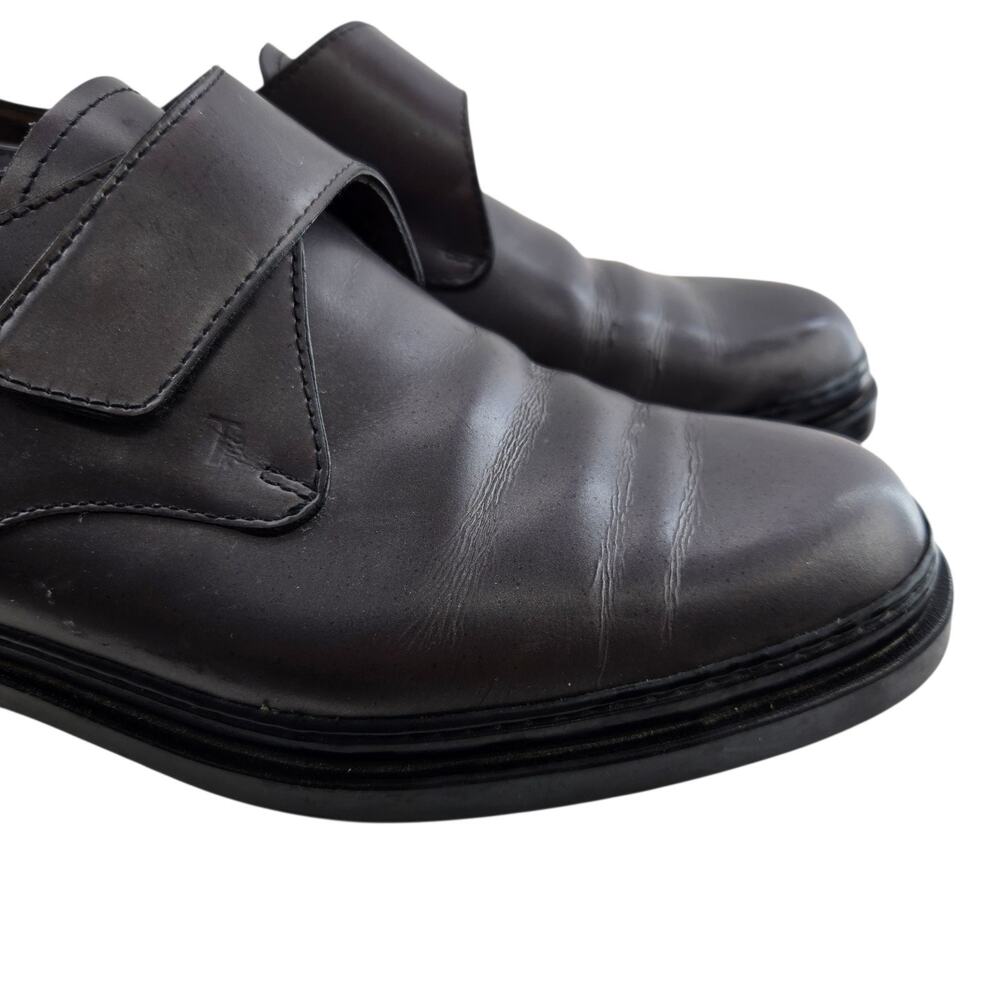Tod's Shoes Womens 39 9 Single Monk Strap Dark Metallic Pewter Leather Luxury - Picture 3 of 12